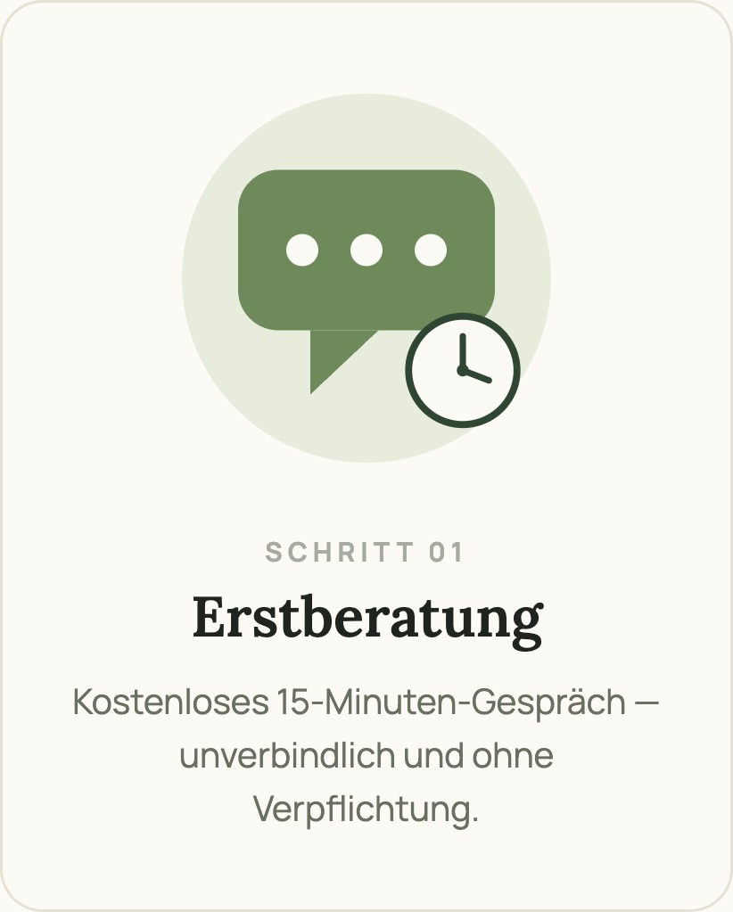 Schritt 1: Kostenlose Erstberatung — 15-Minuten-Gespräch